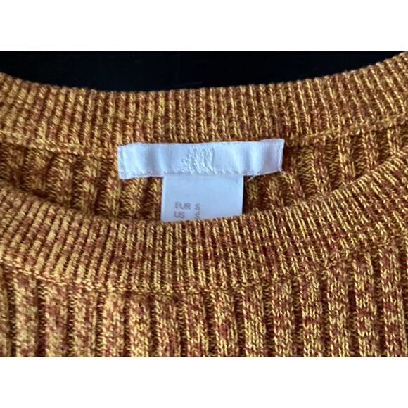 H&M Mustard Yellow/Brown Speckled Pullover Sweater sz S - Picture 5 of 13
